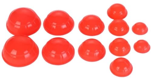 GOOHOCHY Lot de 12 Ventouses en Silicone Rouge, Appareil de Ventouses sous Vide pour Thérapie Cupping Corps et Massage, Kit Massage Kiné pour Dos, Jambes et Fesses, Outil Bien-être