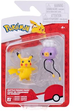 Pokémon Battle Figure 2-Pack PKW4531 - Pikachu & Drifloon - Official Pokemon Toy for Children 4+ Years