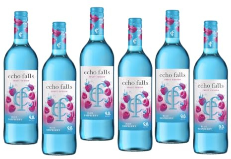 Echo Falls Fruit Fusion Blue Raspberry Wine Drink 9% ABV, 75cl Bottles (Case of 6) – Sweet Blue Raspberry Flavoured Fruit Wine, Ready to Serve, Party & Sharing Drink