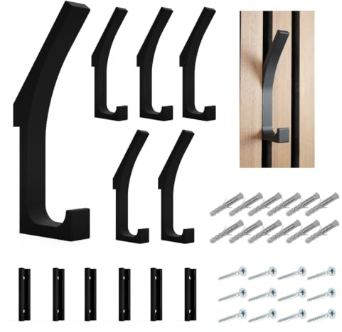 Kleiderhaken für Akustikpaneele & Wandpaneele – 6er Set – Doppelhaken mit verstecktem Halter – Unsichtbare Schrauben – Vertikale Paneele – 13mm & 15mm – Garderobenhaken (13 mm, Doppelhaken (6er Set))