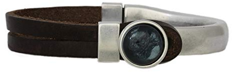 QOSS Armband GWEN braun Stein jeansblau Größe L