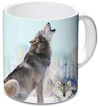 Isideco Tasse Wolf heult im Schnee 9,5cm