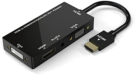 Foshung HDMI Adapter, HDMI to VGA DVI HDMI Synchronous Display 1080P HDMI DVI VGA Audio 4 in 1 Video Converter