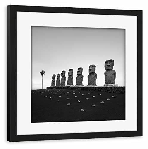 artboxONE Poster mit Rahmen schwarz 20x20 cm AHU Akivi | Japan von Ronny Behnert - gerahmtes Poster