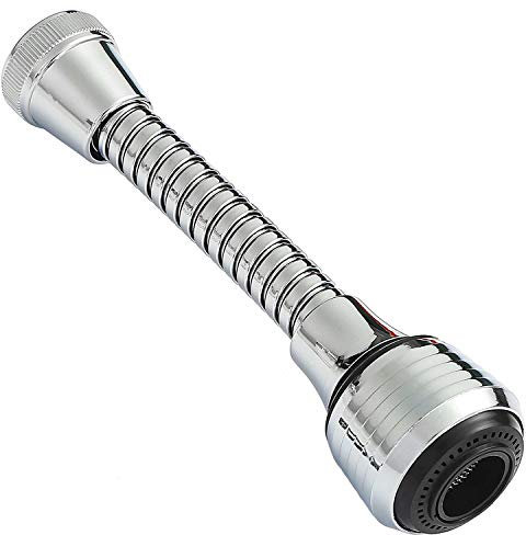 Flexible Faucet Sprayer 360 °Aerator ABS Polished Chrome for Kitchen Sink Tap Cold Hot Water (Sliver)