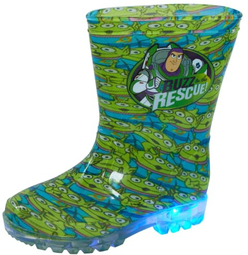 Disney Toy Story Light Up Wellington Boots Kids Buzz Aliens Rain Snow Flashing Lights Unisex Wellies