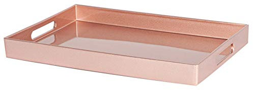 Argon Tableware 34.5 x 30cm Serving Trays with Handles - Rose Gold - Pack of 6 - Rectangular Tray Metallic Decorative Breakfast Dish Melamine Food Tray for Eating, Snacks, Drinks, Food Serving
