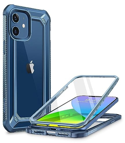 SUPCASE Coque iPhone 12 Mini 5G (2020) 5,4’’ [Unicorn Beetle EXO Pro] Coque Intégrale Transparente Protection 360 Hybride avec Pare-chocs Bumper et Protecteur d'écran (Bleu)
