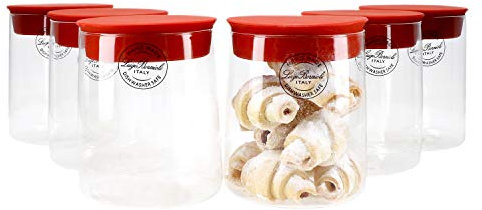 MamboCat 6-TLG. Set Vorratsgläser Omnia mit Silikon-Deckel 0,75 L I Aufbewahrungsgläser mit Deckel I Gläser Bormioli Luigi aus Borosilikatglas I Vorratsdosen Glas Höhe: 12,4 cm