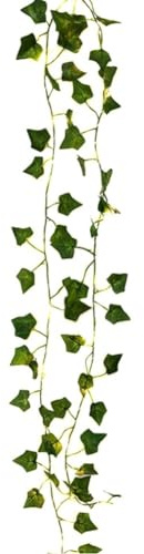 Uposao LED String Lights Artificial Ivy Fake Garland Green Leaf Plants Vine Battery Operated Fairy String Lights Hanging for Wedding Party Home Wall Decor