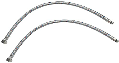 AERZETIX - C51109 - Lot de 2 flexibles d'alimentation pour mitigeur femelle 3/8''- mâle M10 - longueur 500mm - flexible de raccordement/salle de bain/cuisine - flexible de robinetterie sanitaire
