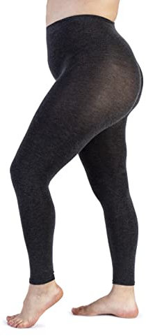 LEELA LAB Collant sans Pied pour Femme avec Cachemire et Lain, Grande Taille, 90 Deniers, Legging Femme Curvy - Qualité Made in Italy (Dark Grey, 8)