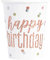 Unique- Gobelets en Carton Fête d'anniversaire à Thème Or Foil Glitz-Paquet de 8, 82245, Rose Gold, Happy Birthday