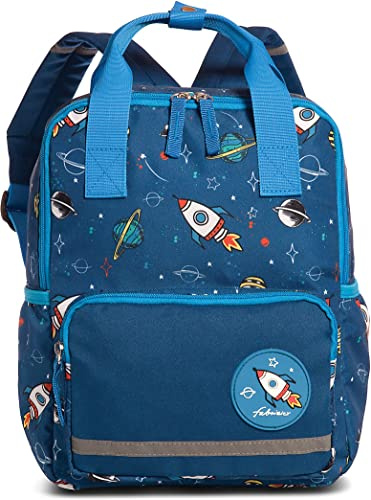 Fabrizio Kinderrucksack mit Rubberpatch und Reflektorstreifen 23 x 30 x 12 cm 3-6 Jahre (Blau)