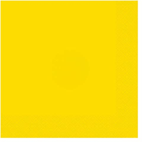 Trimming Shop Disposable Neon Yellow Paper Napkins 2 Ply, 6.5 x 6.5 Solid Luncheon Napkins 20pcs, Disposable Serviettes, Tableware for Indoor, Outdoor Dining, Birthday, Wedding, BBQ, Garden Party