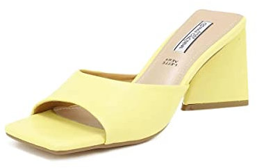QUEEN HELENA Ciabatte con Tacco Sabot con Fascia Casual Eleganti Donna ZM9060 (Giallo, Numeric_36)