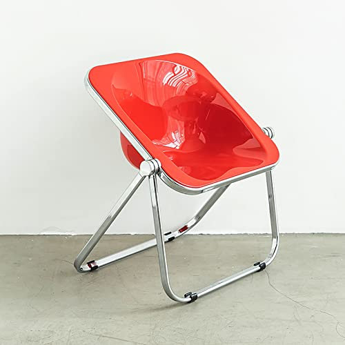 BK&MF Klappstuhl Acryl, Haushalt Transparenter Chromrahmen Klappstuhl Wohnzimmer Faltbar für Schlafzimmer Arbeitszimmer Wohnzimmer,D,63x50x71cm(25x20x28inch)