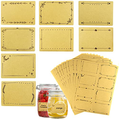 Etiketten Selbstklebend Etiketten zum Beschriften Kraftpapier Aufkleber 120x Marmeladen Etiketten Rechteck Namensetiketten Handmade Sticker Beschreibbar Deko für Schule Hochzeit