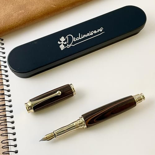 Déclinaisons - Premium-Füllfederhalter aus Macassar-Ebenholz, handgefertigt in Frankreich, personalisierbar mit Gravur, inkl. Metallbox | Geschenk zu Weihnachten, Promotion, Doktor, Anwalt