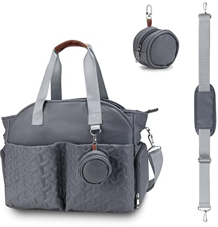 SONARIN Multifunktionale Stilvolle Baby Wickeltasche,Große Kapazität Wasserdicht Reise Wickeltasche Umhängetasche Tragetasche Henkeltaschen Portable Babytasche mit Schnullertasche(Dunkelgrau)