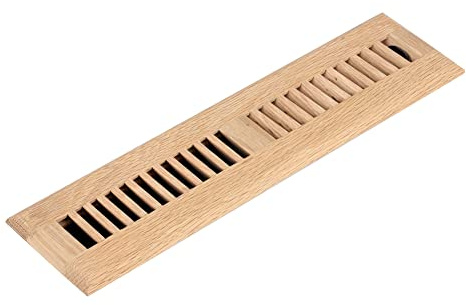 Homewell White Oak Wood Floor Register, Drop in Vent Cover with Damper, 2x14 Inch, Unfinished