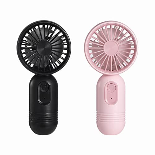 Mini Portable Fan 2 Pack, Cute Handheld Fan Battery Operated Lightweight Small Personal Fan with 3 Speeds and USB Rechargeable Eyelash Fan for Stylish Girl Kids Women Men Office Outdoor Travel Camping