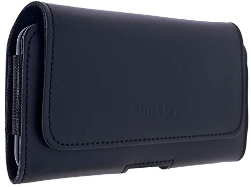 Burkley Slim Leder Gürteltasche für Samsung Galaxy S23 Ultra / S24 Ultra - Handy-Gürtelholster mit Gürtelschlaufe, 360-Grad Schutz, Querformat - Stilvoll und Praktisch (Schwarz)
