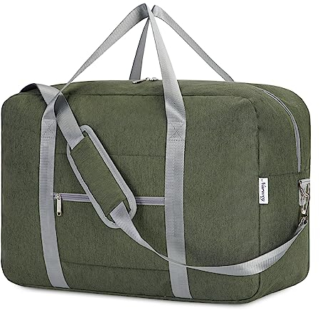 Narwey Handgepäck Tasche für Flugzeug Faltbare Reisetasche Damen Weekender Bag Sporttasche Damen Herren Handgepäck Koffer Groß 40L(Armeegrün)