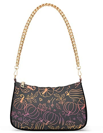 Kürbis-Halloween-Handtaschen, Schultertasche, Damen, Tragetasche, Kettentasche für Damen, Kürbis Halloween, Einheitsgröße