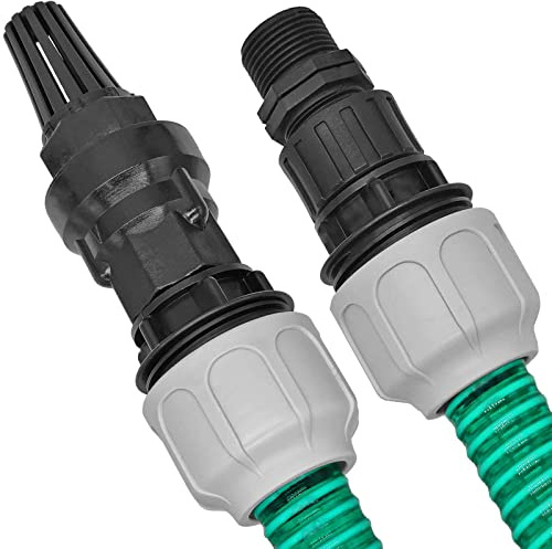MegaHaustechnik Saugschlauchgarnitur 2 Meter Länge, InnenØ 25mm, AußenØ 31mm, 1 Zoll Außengewinde, mit Rückschlagventil, Filter, Ansauggarnitur Spiralschlauch Pumpen Zubehör Hauswasserwerk