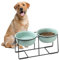 Gamelle Double Chien Surelevee Ceramique - Set Gamelle Chien Surélevée Grand avec Support Antidérapant - Gamelles Chiens Surelevées - Bol Nourriture et Eau pour Chiens Moyens et Grands - 2 x 1600 ML