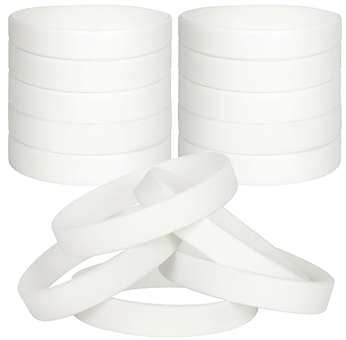 LVNRIDS 30 Stück Silikon Armbänder für Kinder, Gummiarmbänder Elastische Armbänder für Jungen Mädchen Schule Aktivität Party Dekorationen Weiß