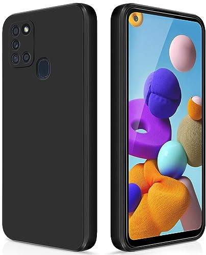 GiiYoon Hülle Kompatibel mit Samsung Galaxy A21S, Hochwertiges Liquid Silicone Case, Rundumschutz Handyhülle, Kratzfestes Weiches Mikrofaserfutter- Schwar