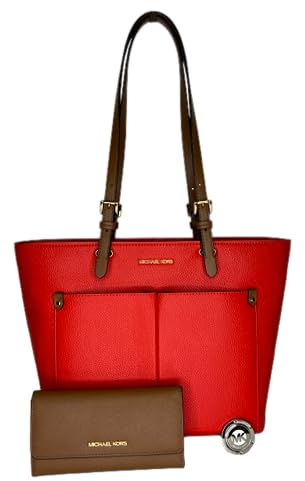 Michael Kors Jet Set Travel MD Doulbe Tragetasche mit großer dreifach faltbarer Geldbörse und Geldbörsenhaken (Dark Sangria Multi/Gepäck), Dark Sangria Multi / Gepäck