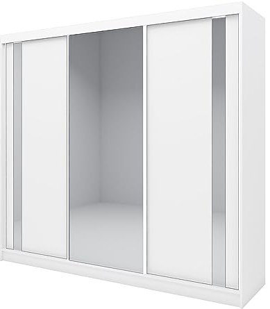 Mars Meble Gaja Armoire à vêtements avec miroir et portes coulissantes et étagères Blanc Largeur 240 cm