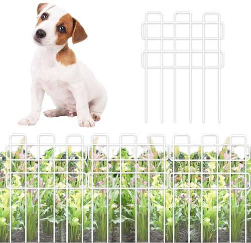 ShopLaLa Garden Fence Animal Barrier (10 Panels) 12in(L) x 16.5in(H) Small and Short Decorative Outdoor Dog Fence, Metal Fencing Plant Protector Flower Bed Edging Landscape for Yard Wire Fences Border