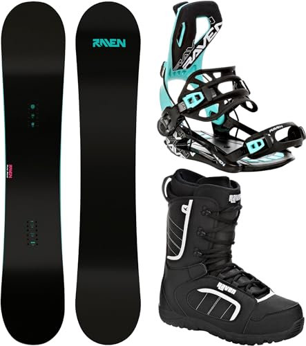 Raven Snowboard Set: Snowboard Raven Pure Mint + Bindung Raven FT360 Mint + Boots Target (143cm + FT360 Mint S + Target 38)