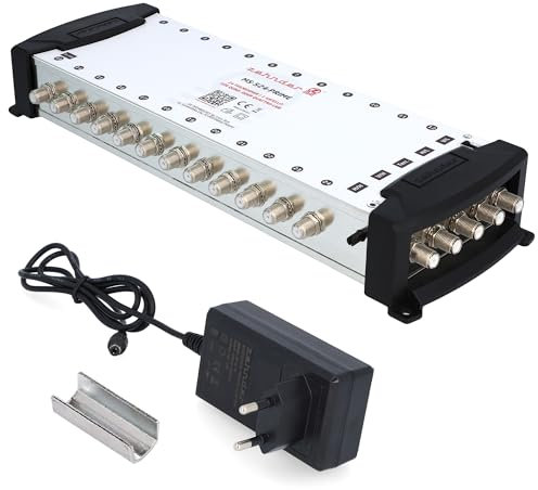 [ Test SEHR GUT *] ZEHNDER 5/24 Multischalter für Quattro & Quad LNB, Multiswitch für 1 Satelliten & 24 Teilnehmer (TV, Sat Receiver), 4K Digital Matrix Sat Verteiler, Schüssel Spiegel Antenne