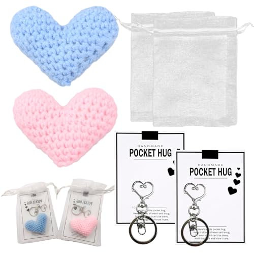 dancepandas Pocket Hug Heart 2 Pezzi Pocket Hug Cuore Mini Peluche Giocattoli di Cuore per Regali di Compleanno Decorazioni per Feste
