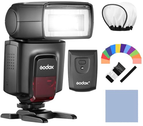 GODOX TT560II Universal Camera-Blitz Speedlite, GN38 Standard-Blitzschuh Kamerablitz 2,4 G kabelloser Auslöser mit Auslösesender Ersatz für Canon, Sony, Nikon, Panasonic, Olympus, Pentax
