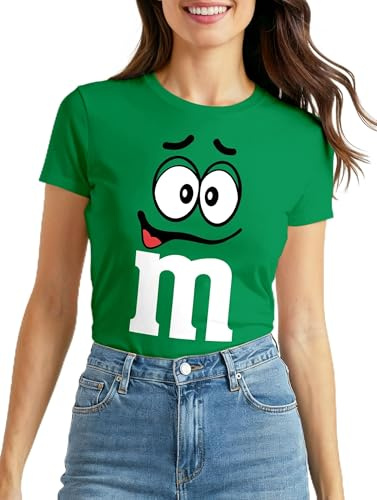 MoonWorks® Damen T-Shirt Fasching Karneval M Aufdruck Gruppen- Kostüm Verkleidung Last Minute Faschingskostüme Frauen Slim Fit Gruen XXL