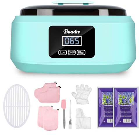 Boadw Bagno di paraffina per mani e piedi, Bagno di paraffina da 3400 ml Set da bagno di paraffina per pelli secche e ruvide, con cera di paraffina da 900g e accessori, Ottimo regalo per la spa-verde