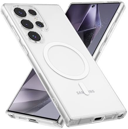 RALEAVO for Samsung Galaxy S24 Ultra 5G Case, Magnetic Crystal Clear Case Cover Compatible with MagSafe, Shockproof Military-Grade Protection Bumper Phone Case for Samsung S24 Ultra, Clear (Magnetic)