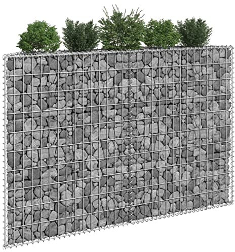 Homgoday Trapez Gabion Hochbeet Verzinkter Stahl 150x20x100cm Gabion Körbe Metall Gabion Käfige für Steine Garten Dekor Wand Trennwand Set Gabion Hochbeet