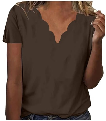 HAOLEI Camicia Donna Manica Corta in Pizzo Blusa Elegante Maniche Lunghe T Shirt con Scollo V Camicetta da Ufficio Camicia Estiva Casual Top Maglietta Donna Eleganti Maglietta Estate e Traspirante