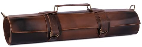 Leathershire Knife Roll Handmade Full Grain Leather Large Chef Tool Roll, Leather Storage Bag, Chef Case & Gift (Black) (Distressed Brown, 11 Pockets)
