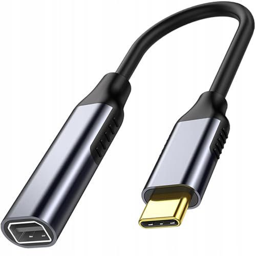 Co2 Adapter USB-C auf Mini DisplayPort DP 8K/60Hz, 4K/120Hz, Full HD, Plug & Play, Dynamic HDR, Einwegkabel, Aluminium Space Grau, MHL, Kompatibel mit iPhone, MacBook, iPad Pro, Samsung (8K)