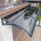 Kufu01 Aluminium Vordach Haustür, Pultbogenvordach, Überdachung, Schlagfest, 300 kg Tragfähigkeit, 100x160cm/39x63, Grau, Polycarbonat