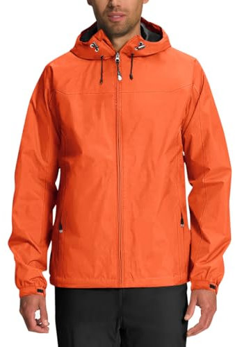 Minetom Veste Homme Impérmeable À Capuche Coupe Vent Résistant Léger Sport Running Veste De Pluie Neige Impermeable Automne Et Hiver A Orange XL