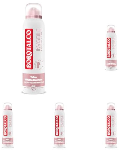 Borotalco, Deodorante Spray Invisibile Rosa, Formula Senza Alcool con Talco Effetto Barriera, Cattura e Non Trasferisce Aloni, 48h di Efficacia, Profumo Cipriato - 1 Flacone da 150 ml